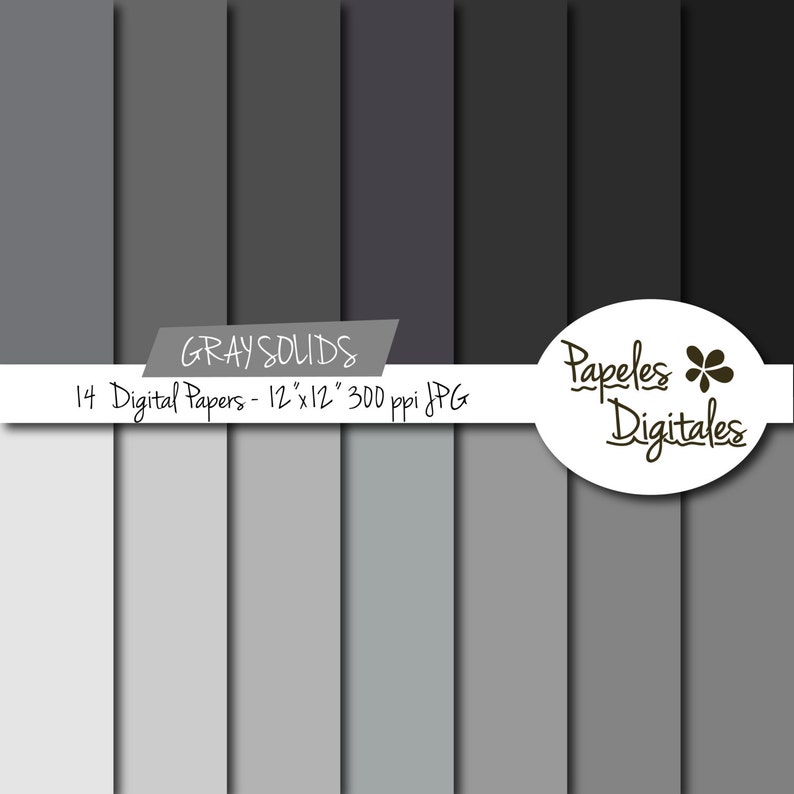 Gray Solids Digital Paper Pack - Digital Papers / Printable Backgrounds ...