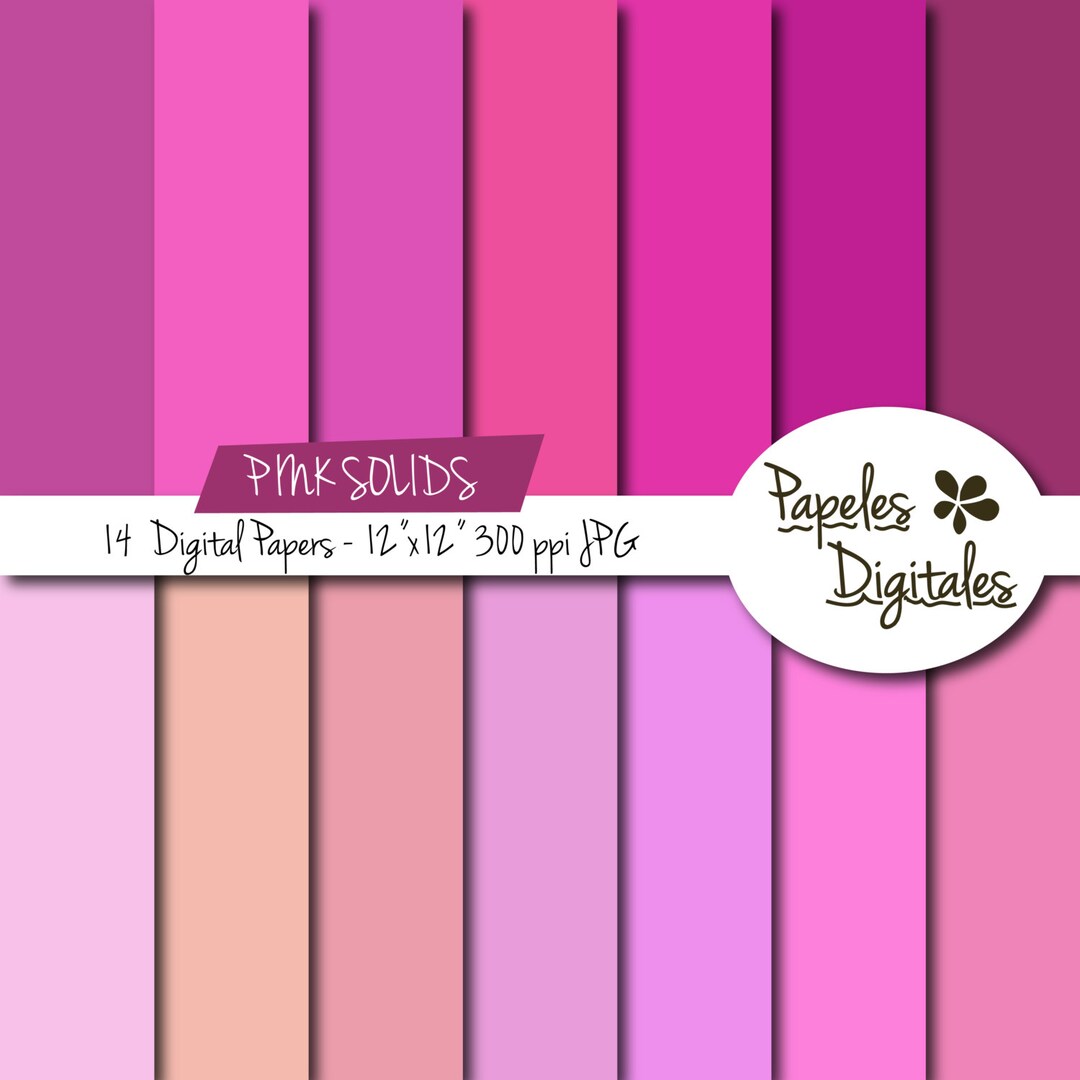 Pink Solids Digital Paper Pack - Digital Papers / Printable Backgrounds ...