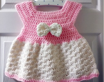 TUTORIEL / MOTIF DE ROBE au crochet pour fille - bébé / tout-petit / enfant - Toutes les tailles d'enfant - Tutoriel complet avec mesures - « Pinkie cute »