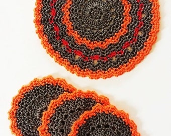 CROCHET DOILY and COASTERS pattern / Doily and coasters crochet pattern / Table set crochet pattern / Doily set pattern / Fall / Summer