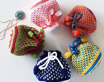 Stylish Crochet Bag Pattern for Craft Fairs, Gifts, and Kids - Small Drawstring Bag pattern, Gift bag crochet pattern