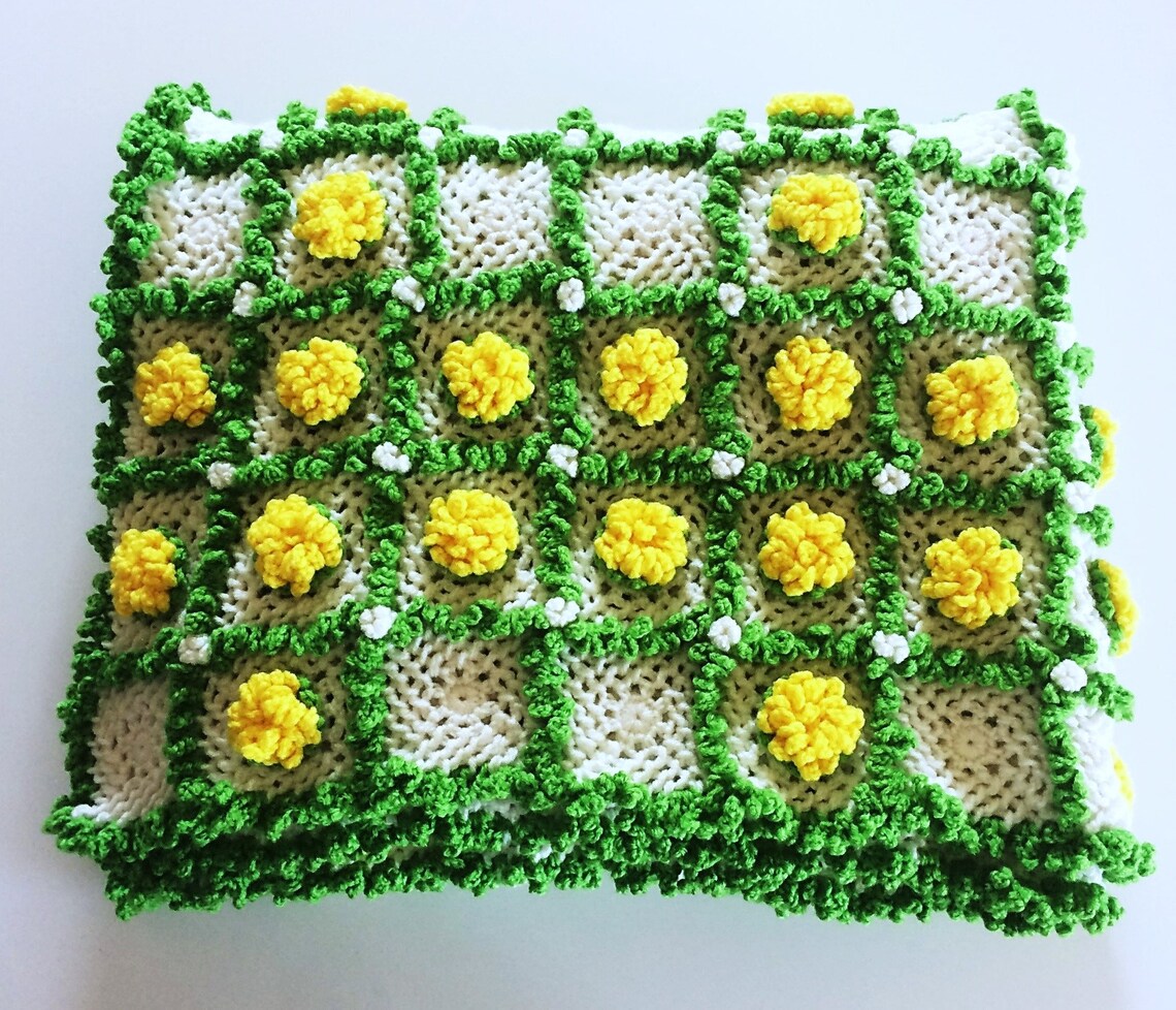 Dandelion FLOWER AFGHAN CROCHET Pattern / 3D Flower Crochet Afghan