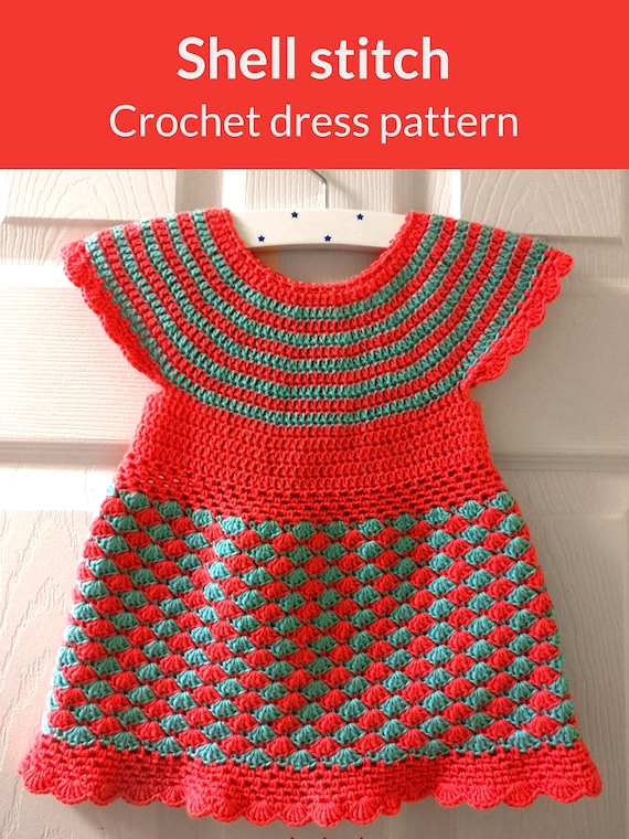 Crochet TUTORIAL / Pattern girl dress / SHELL stitch crochet dress tutorial  / ALL children sizes / comes with table of measurements