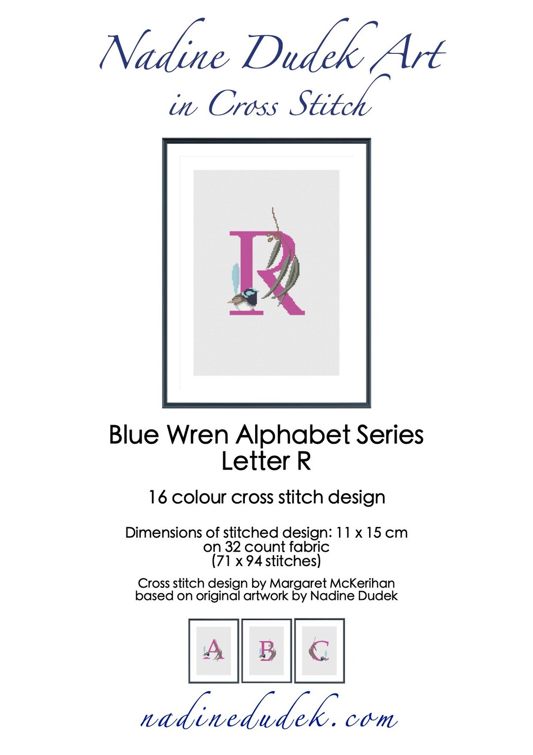 Crosshatch Lettering R Cross Stitch Pattern - Letter R - Blue Wren Alphabet Series - Etsy