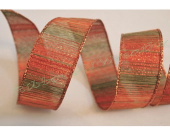 2.5/" Metallic Woven Plaid Check Fall Wired Ribbon Autumn Ribbon 5 Yards