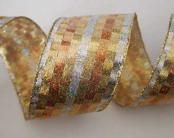 5yds 1" 25mm Gold Metallic Edge Grosgrain Ribbon Wedding Christmas Decoration 5yds 1" 25mm Gold Metallic Edge Grosgrain Ribbon Wedding Christmas Decoration