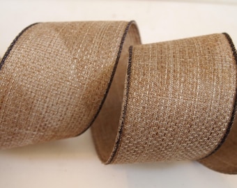 5 Yards Natural Rustic Brown Woven 2 1/2" Wired Ribbon Fall Wreath Lantern Bow Floral Home Decor 5 yds