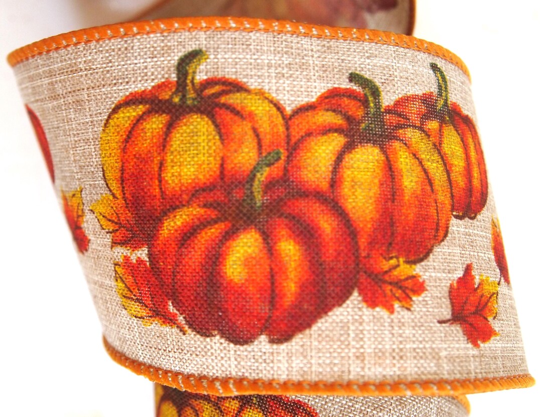 Pumpkin Ribbon Rhinestone 5 Yards Rustic Pumpkin 2 1/2