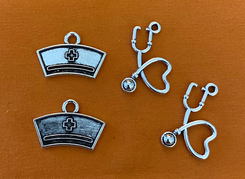 nurse hat charm Nurse charms for keychains stethoscope charm