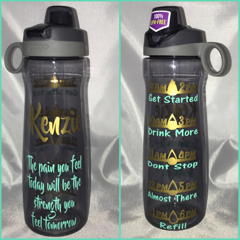 32 oz water bottle. Add your own saying /Personalized Water Bottles with water tracker. Track your water intake image 5