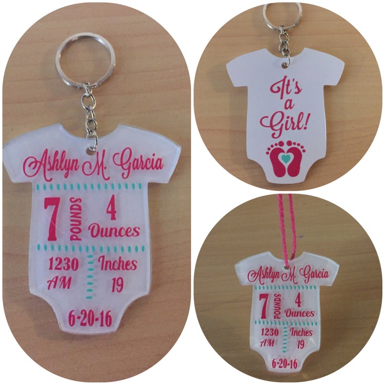 Baby Announcement acrylic Keychain Custom Personalized Etsy