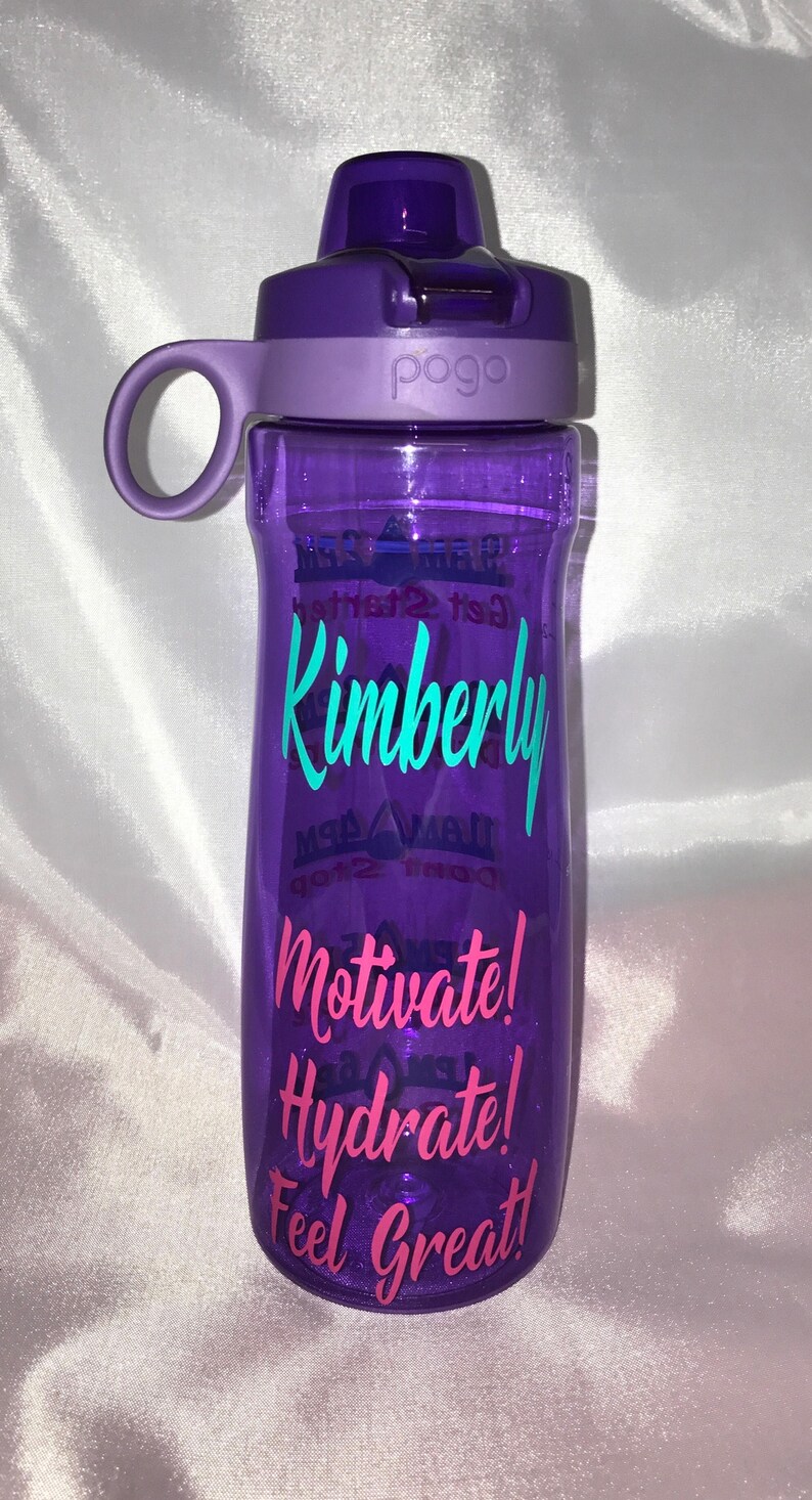 32 oz water bottle. Add your own saying /Personalized Water Bottles with water tracker. Track your water intake image 8