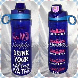 32 oz water bottle. Add your own saying /Personalized Water Bottles with water tracker. Track your water intake image 7
