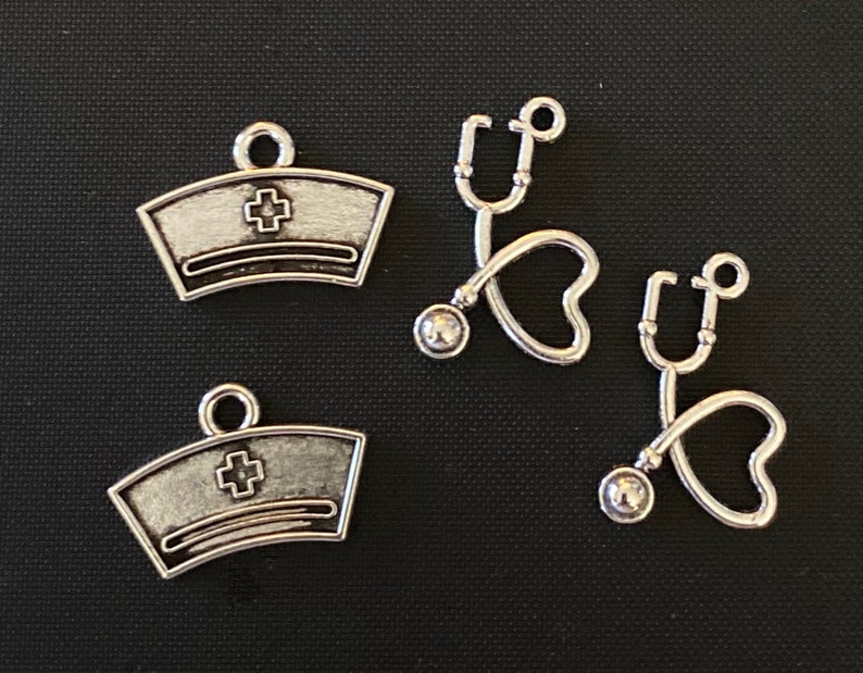 nurse hat charm Nurse charms for keychains stethoscope charm
