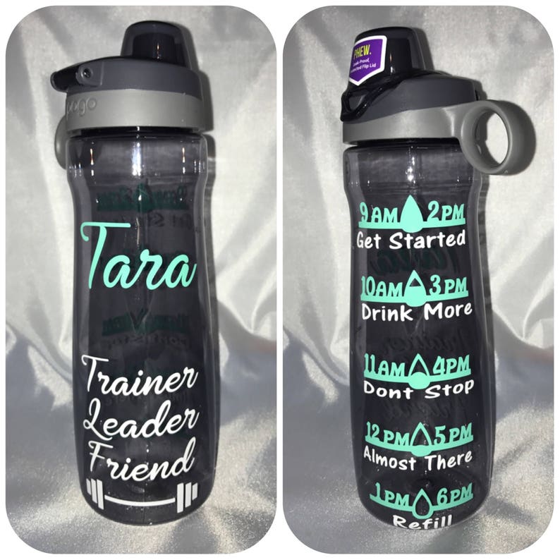 32 oz water bottle. Add your own saying /Personalized Water Bottles with water tracker. Track your water intake image 6