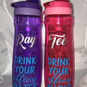 32 oz water bottle. Add your own saying /Personalized Water Bottles with water tracker. Track your water intake image 10