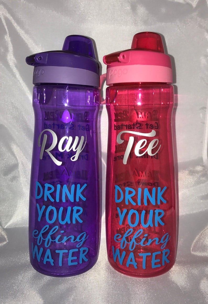 32 oz water bottle. Add your own saying /Personalized Water Bottles with water tracker. Track your water intake image 10