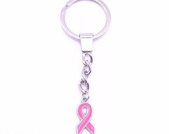 Llavero de cinta rosa, llavero de cáncer de mama, llavero de encanto de concienciación sobre el cáncer de mama & llavero