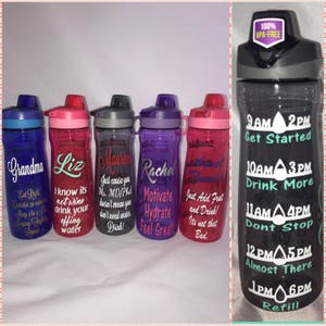 32 oz water bottle. Add your own saying /Personalized Water Bottles with water tracker. Track your water intake image 1