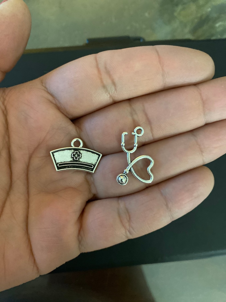 nurse hat charm Nurse charms for keychains stethoscope charm