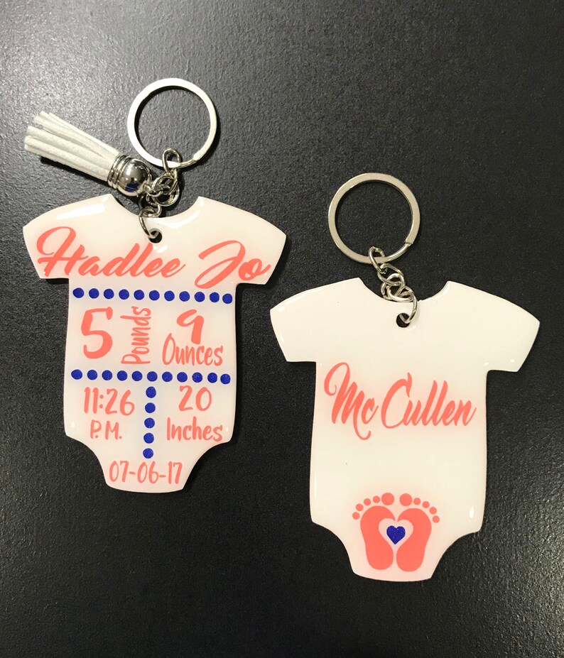 Baby Announcement acrylic Keychain Custom Personalized Etsy