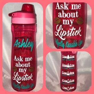 32 oz water bottle. Add your own saying /Personalized Water Bottles with water tracker. Track your water intake image 9