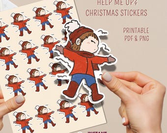 Funny Christmas Sticker Sheet | Chotskibelle Winter Doodles (PNG + PDF)