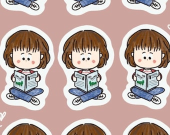 Printable Sticker Sheet - Bookworm | Mood Stickers, Journal Stickers, Doodle Stickers, Planner Stickers, Daily Life Sticker, Cute Sticker