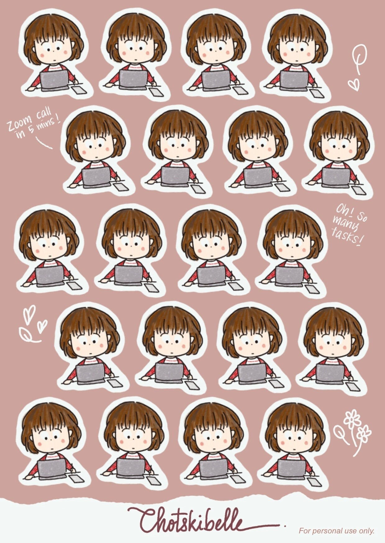 Printable Sticker Sheet - Busy | Mood Stickers, Journal Stickers, Zoom ...