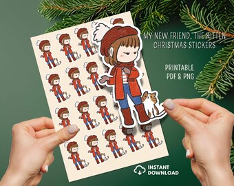 Chotskibelle Christmas Kitten Sticker Sheet | Cozy Holiday Planner (PNG + PDF)