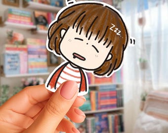 Sleepy Girl Doodle Stickers: Mood & Planner Stickers (Digital Download)