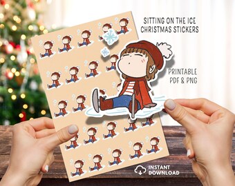 Christmas Skating Chotskibelle Stickers | Funny Winter Doodles (PDF & PNG)