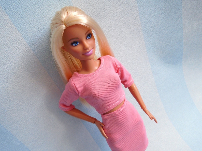 Barbie Clothes CROP TOP for Dolls Made to Move Coral Pink Top Etsy