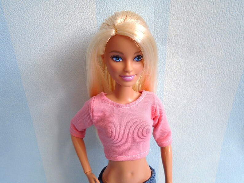 Barbie Clothes CROP TOP for Dolls Made to Move Coral Pink Top Etsy