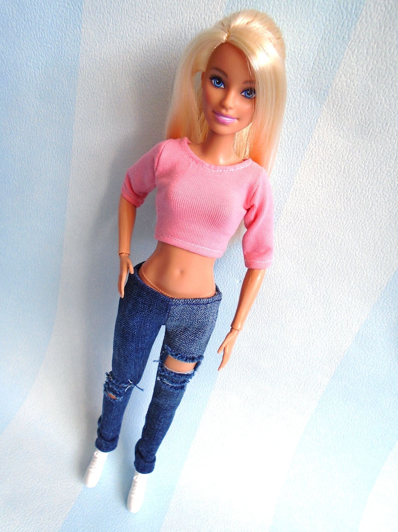 Barbie Clothes CROP TOP for Dolls Made to Move Coral Pink Top Etsy