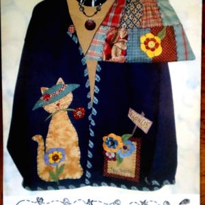 Caught Up In Stitches MISS HATTIE Garden Kitty Cat & Seed Packet Pocket Applique Patchwork and  Bag Pattern by Donna Kozera
