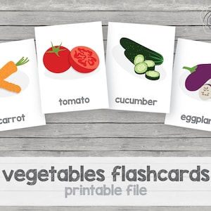 Printable kids vegetables flashcards, english image 1