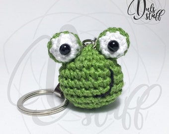 Frog crochet keychain, frog crochet, frog amigurumi, frog crochet bag charm, frog, cute keychain, gift for her, crochet, frog gift