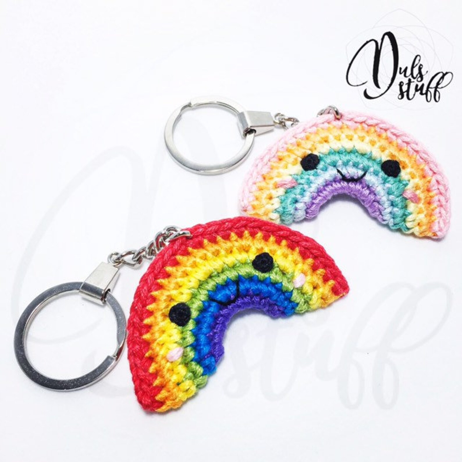 Rainbow Crochet Keychain Crochet Rainbow Rainbow Amigurumi Etsy