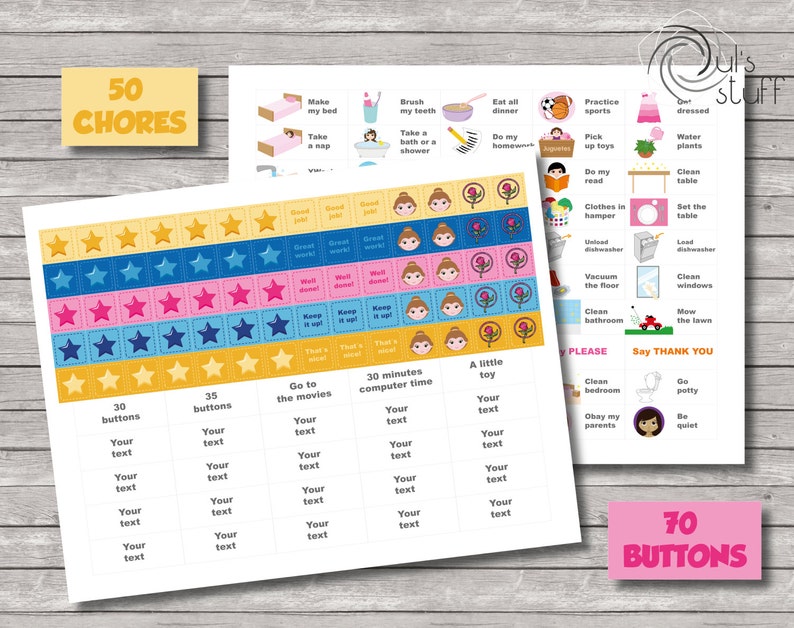 Chore chart, reward chart, behavior chart, princess image 2