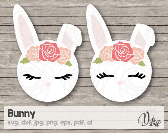 Bunny svg, bunny, bunny with flowers, bunny eyelashes, cricut, silhouette, cut files, svg, dxf, jpg, png, eps, pdf, bunny cut file, rabbit Il_570xn