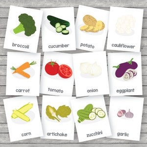 Printable kids vegetables flashcards, english image 2