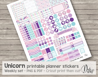 Planner stickers, printable stickers, planner stickers, unicorn stickers, planner stickers, cricut file