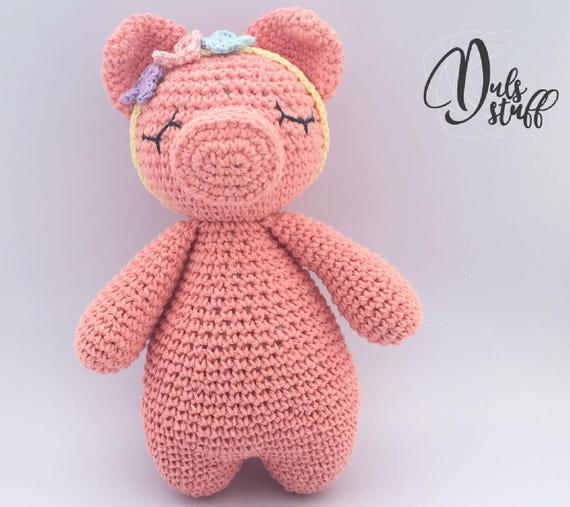 Pig amigurumi, crochet pig, little pig amigurumi, pig with flowers, crochet animals, crochet toy, safety toys, pig toys, stuffed toy Il_570xn
