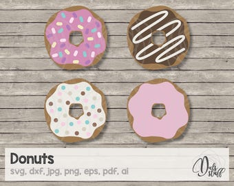 Donut svg bundle set of 4, donut svg, svg, donut cut files, vinyl decal, cricut, silhouette, ai, donut cut files, donut dxf, donut vector