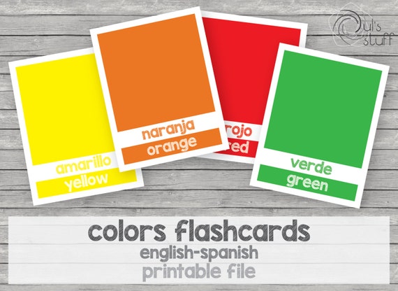 Tarjetas De Colores Imprimibles Para Niños Ingles Español