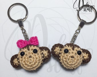 Monkey crochet keychain, crochet monkey, monkey amigurumi, crochet, bag charm, monkey, cute keychain, monkey gift, cute,  monkey  bag charm