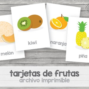 Cartes de fruits imprimables pour enfants en espagnol