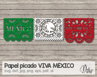Papel picado svg, papel picado viva méxico, viva méxico, papel picado cut file, svg, dxf, jpg, png, eps, pdf, ai