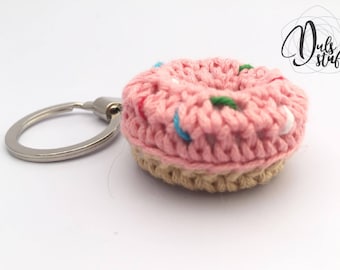 Donut crochet keychain, donut crochet, donut amigurumi, donut crochet, bag charm, donut, cute keychain, gift for her, crochet, donut gift